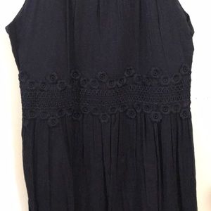 Eliza J Navy Halter Dress with Lace Waist